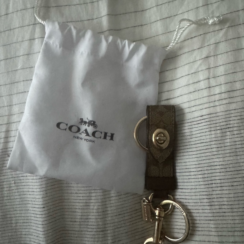 Coach Tan and Gold Keychain